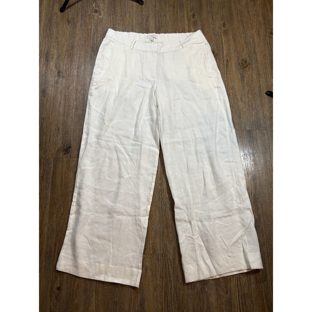 Banana Republic Women's L White Wide Leg 100% Linen Pants